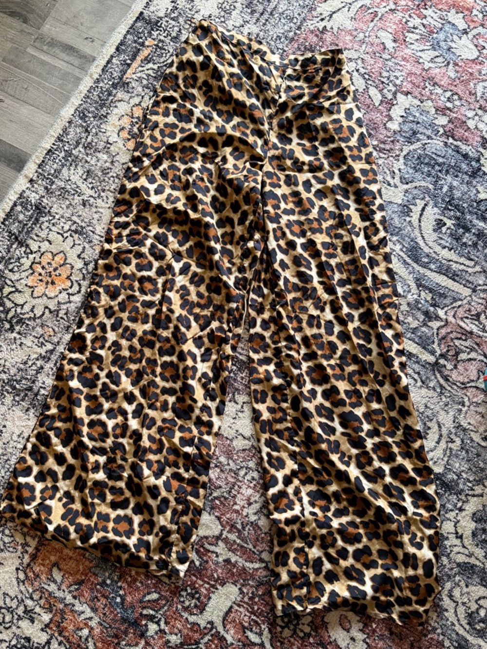 Boohoo Leopard Print Wide Leg Pants in Brown and Black